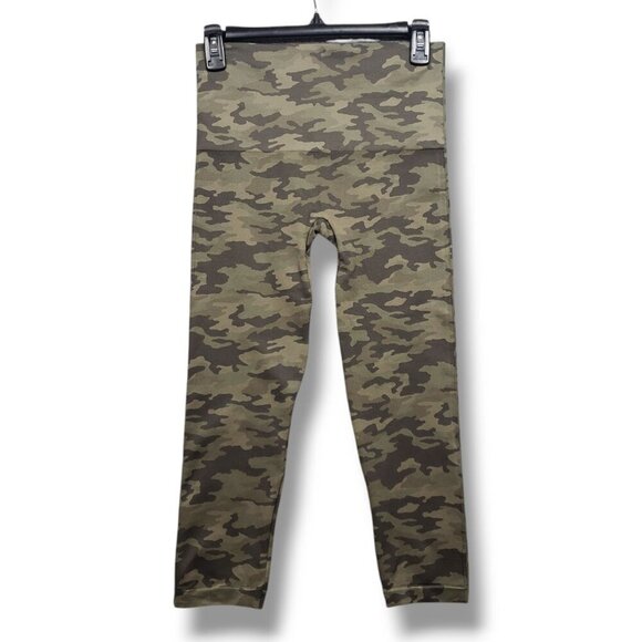 Spanx Look at Me Now Seamless Cropped Leggings Womens XL Desert Camo Green - Picture 3 of 8